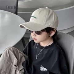 Mũ lưỡi trai kaki xước unisex cho bé trai bé gái thêu chữ phong cách Hàn quốc BERNIE 49-52cm cm bé 2 đến 6 tuổi 