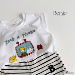 Set bộ tanktop bé trai áo thun ba lỗ in họa tiết kèm quần short kẻ sọc 1 đến 7 tuổi BERNIE T0225B28