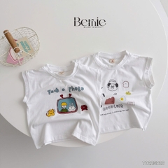 Set bộ tanktop bé trai áo thun ba lỗ in họa tiết kèm quần short kẻ sọc 1 đến 7 tuổi BERNIE T0225B28