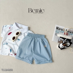  Set bộ polo tay ngắn cho bé trai họa tiết biển xanh kèm quần short size 1 đến 7 tuổi BERNIE T1124B58