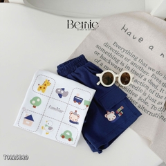 Set bộ ba lỗ cho bé trai áo thun ba lỗ in họa tiết kèm quần thun cotton 4 chiều 1 đến 7 tuổi BERNIE T0225B29