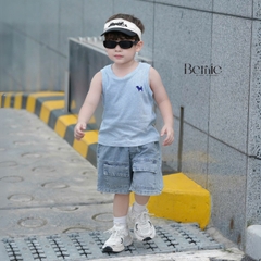 Áo thun áo ba lỗ cho bé trai thun cotton bozip thêu cún dễ thương size 1 đến 7 tuổi BERNIE T0225A24