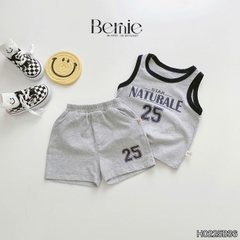 Set bộ ba lỗ cho bé trai phong cách thể thao áo thun số 25 kèm quần short 9 tới 29kg BERNIE H0225B36