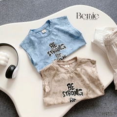 Set bộ tanktop cho bé trai áo thun họa tiết loang in chữ kèm quần short kaki size 9 đến 28kg BERNIE T0325B06