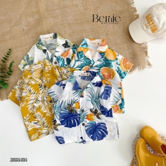Set áo thun trắng quần đi biển cho bé gái bé trai đi biển họa tiết nổi bật bộ quần áo đi chơi sành điệu 1 đến 7 tuổi BERNIE