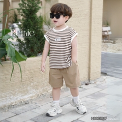 Set bộ ba lỗ set tanktop bé trai áo thun họa tiết kẻ ngang kèm quần short kaki size 1 đến 7 tuổi BERNIE H0225B37