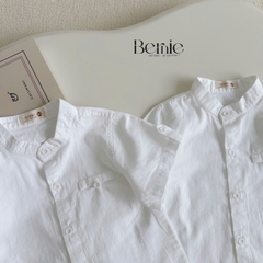 Áo sơ mi trắng dài tay cổ trụ, cổ tàu cho bé trai size 1 tuổi tới 7 tuổi Bernie T0625A26