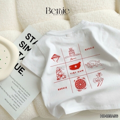 Áo thun tay ngắn unisex cho bé trai bé gái họa tiết in chữ Độc lập - Tự do size 9 tới 25kg BERNIE H0425A57