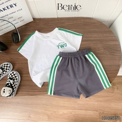 Set bộ thể thao tay raplang phối sọc viền màu kèm quần short cho bé trai size 9 tới 25kg BERNIE H0425B50