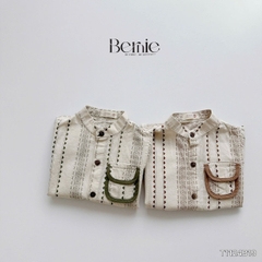 Set sơ mi cổ trụ chất đũi ngắn tay họa tiết thổ cẩm kèm quần short kaki cho bé từ 9kg tới 28kg BERNIE T1124B19
