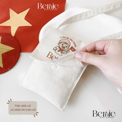 Túi vải canvas trẻ em đéo chéo in em bé yêu nước kích thước nhỏ 11 x 14cm làm phụ kiện thời trang BERNIE