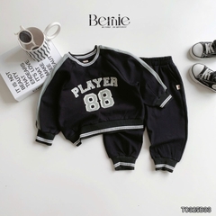 Set bộ dài thể thao chất thun cotton họa tiết hình in Player 88 kèm quần dài cho bé trai size 1 đến 7 tuổi BERNIE T0325B33