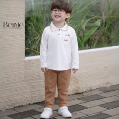 Set bộ polo dài tay chất polo cá sấu họa tiết thêu Gấu Boy kèm quần kaki dài cho bé trai size 1 đến 7 tuổi BERNIE T0425B45
