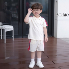 Set bộ polo cho bé trai áo thun tay ngắn họa tiết câụ bé kèm quần short size 1 đến 7 tuổi BERNIE T0725B60 