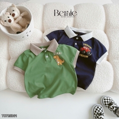 Set bộ polo tay ngắn họa tiết khủng long và ô tô kèm quần short đùi bé trai 9 tới 28kg BERNIE T0725B61
