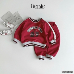 Set bộ dài thể thao unisex họa tiết hình in Double kèm quần dài cho bé trai bé gái size 9 tới 28kg BERNIE T0625B35