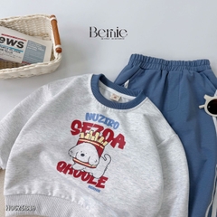 Set bộ tay dài chất nỉ 2 da áo thun họa tiết in cún kèm quần dài cho bé trai size 9 tới 25kg BERNIE H0625B19