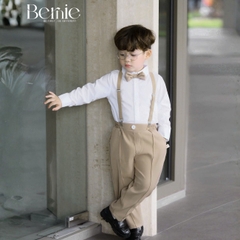 Set bộ vest gi lê bé trai 4 chi tiết áo sơ mi tay dài màu trắng phối gi le rời và quần dài kèm nơ cổ 1 đến 7 tuổi BERNIE H1123B014 - T525