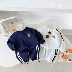 Set bộ dài thể thao phối sọc họa tiết hình thêu Hey boy kèm quần dài cho bé trai size 1 đến 7 tuổi BERNIE H0525B24
