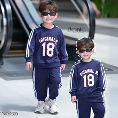 Set bộ dài thể thao unisex họa tiết hình in Double kèm quần dài cho bé trai bé gái size 9 tới 28kg BERNIE T0625B35
