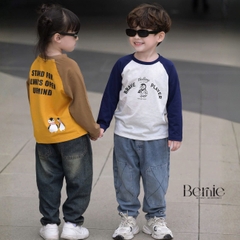 Áo thun áo phông dài tay raplang họa tiết Penguin unisex cho bé trai bé gái đi học đi chơi 9 đến 28kg BERNIE T0725A37