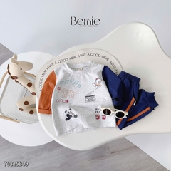 Set bộ thun cotton dài tay cho bé trai áo thun họa tiết hình in dễ thương kèm quần dài size 9 tới 28kg BERNIE T0825B09