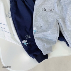 Quần dài quần nỉ da cá gấu bo chun họa tiết thêu chữ Yoo cho bé trai bé gái size 9 tới 25kg BERNIE T0925Q06