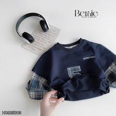 Set bộ thun da cá dài tay áo phối màu họa tiết chữ số 5 kèm quần dài size 9 tới 28kg BERNIE H0925B03