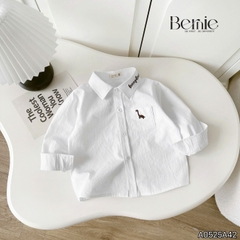 Áo sơ mi dài tay bé trai thêu khủng long phong cách hàn quốc chất thô hàn mềm mại BERNIE cho bé 8 đến 24kg