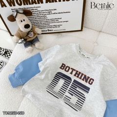 Set bộ bé trai áo thun cotton tay dài phối màu họa tiết Bothing kèm quần gió dài size 12 tới 28kg BERNIE T0925B45Đ