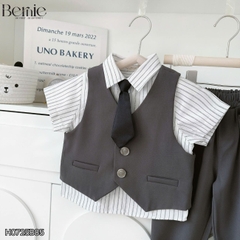  Set vest gi lê cộc tay quần dài Luxe 4 chi tiết cho bé trai phong cách Hàn quốc size 8 tới 25kg BERNIE H0725B85