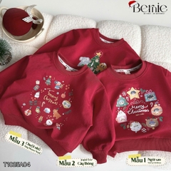 Áo Noel màu đỏ áo thun Giáng sinh dài tay cho bé trai bé gái size 1 đến 7 tuổi BERNIE T1025A04