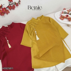 Set áo dài cách tân kèm quần cho bé trai chất lụa vân Thiên tử mặc Tết size 9 đến 25kg BERNIE H0925B11