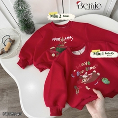 Áo Noel màu đỏ áo thun Giáng sinh cho bé trai bé gái tay dài chất nỉ 2 da size 1 đến 7 tuổi BERNIE H1025A43
