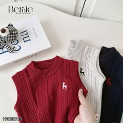 Áo gile len dệt unisex bé trai bé gái phối hình thêu Tuần lộc phong cách hàn quốc 1 đến 7 tuổi BERNIE H1025A13