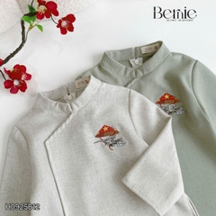 Set áo dài cách tân kèm quần cho bé trai chất lụa vân Thiên tử mặc Tết size 9 đến 25kg BERNIE H0925B11