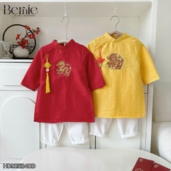 Set áo dài bé trai áo chất tafta tre thêu rồng phối khánh kèm quần dài kaki size 9 đến 25kg BERNIE H0925B40Đ