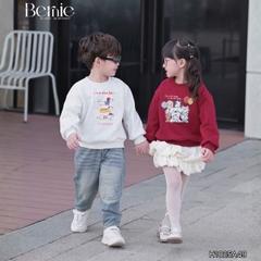 Áo thun áo nỉ lót lông tay dài họa tiết nghộ nghĩnh nhiều màu cho bé trai bé gái size 11 tới 28kg BERNIE H1025A49