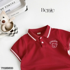 Set bộ polo tay ngắn cổ bo dệt họa tiết gấu kèm quần short kaki cho bé trai size 1 tới 7 tuổi BERNIE KIDS P0225A38