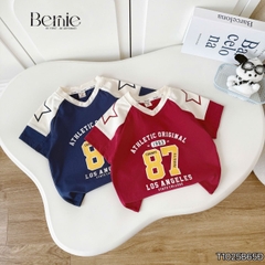 Set bộ thể thao phối màu tay ngắn họa tiết số 87 kèm quần short cho bé trai size 9 tới 28kg BERNIE T1025B65Đ