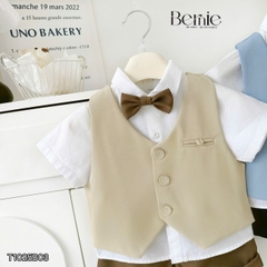  Set vest gi lê tay ngắn 4 chi tiết phối màu Classic Boy cho bé trai phong cách Hàn quốc size 8 tới 25kg BERNIE T1025B03