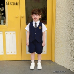 Set vest gile đồng phục đôi học sinh phong cách hàn quốc cho bé trai bé gái kèm cà vạt size 9 tới 28kg BERNIE H1125B25