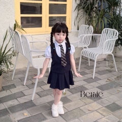 Set vest gile đồng phục đôi học sinh phong cách hàn quốc cho bé trai bé gái kèm cà vạt size 9 tới 28kg BERNIE H1125B25