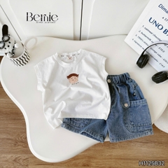 Set bộ tanktop Brown Boys cho bé trai áo thun tanktop họa tiết hình in cute kèm quần short jean 9kg đến 28kg BERNIE H1025B62Đ