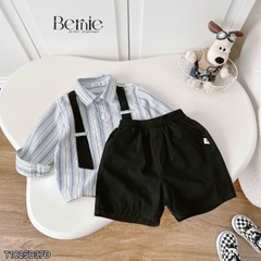 Set sơ mi dài tay phối sọc dây đai Urban bé trai phong cách công tử kèm quần dài BERNIE T1025B37Đ