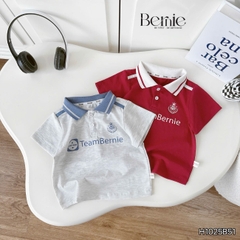 Set bộ polo tay ngắn cho bé trai áo thun polo cổ dệt hình in huy hiệu team Bernie và quần short size 9 tới 28kg H1025B51