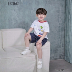  Set bộ tay ngắn cho bé trai áo thun họa tiết Trafic sắc màu phối quần short size 9kg tới 28kg BERNIE T1125B05