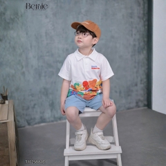 Set bộ polo cho bé trai áo tay ngắn họa tiết Memorie đa sắc kèm quần short kaki size 9 đến 25kg BERNIE T1025B84Đ 