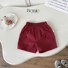 Set bộ thun tay ngắn họa tiết Gấu nhỏ vui nhộn kèm quần short kaki size 9 tới 28kg BERNIE T1125B18