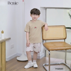 Set bộ tay ngắn họa tiết thêu Let's play kèm quần short nỉ chân cua cho bé trai size 9 tới 28kg BERNIE T1125B56